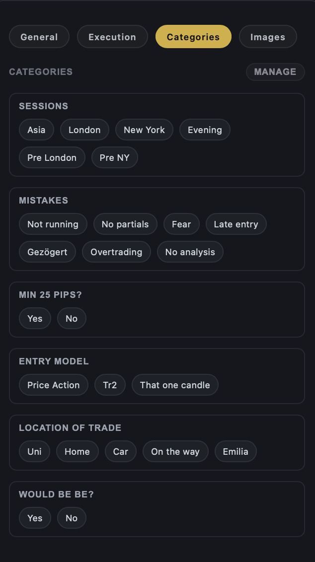 Trade Categories