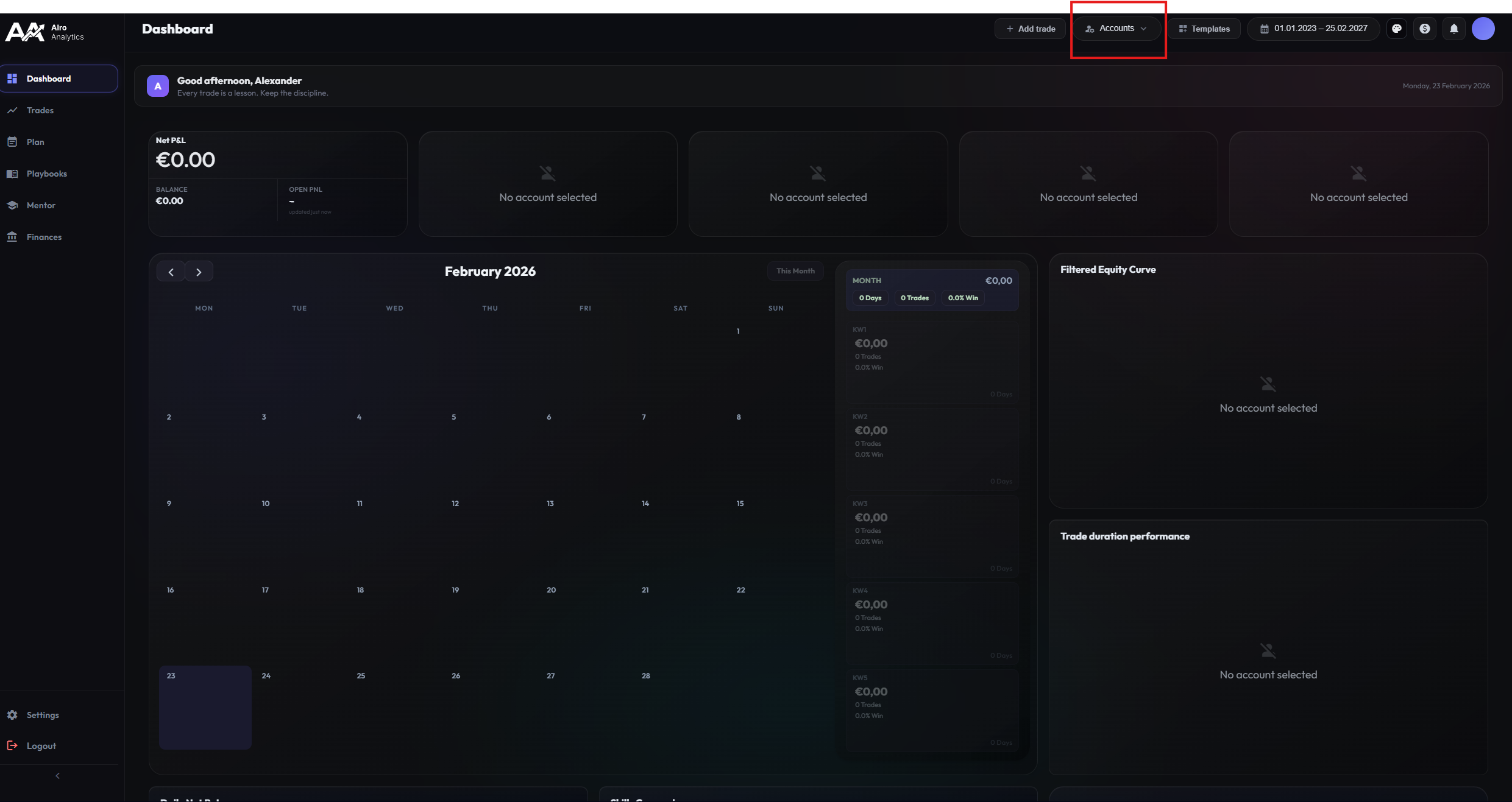 Add Account Window