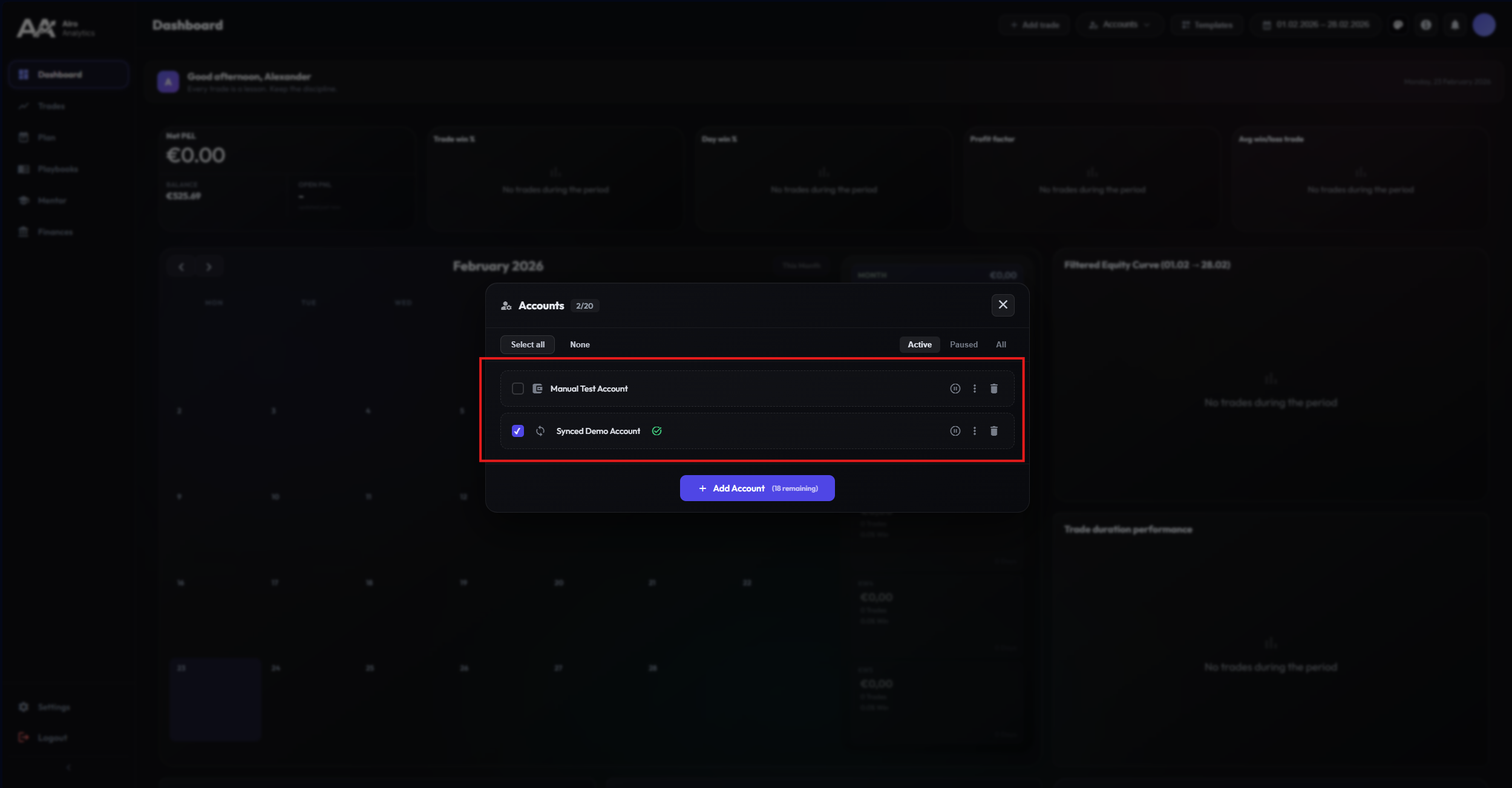 Account Overview Result
