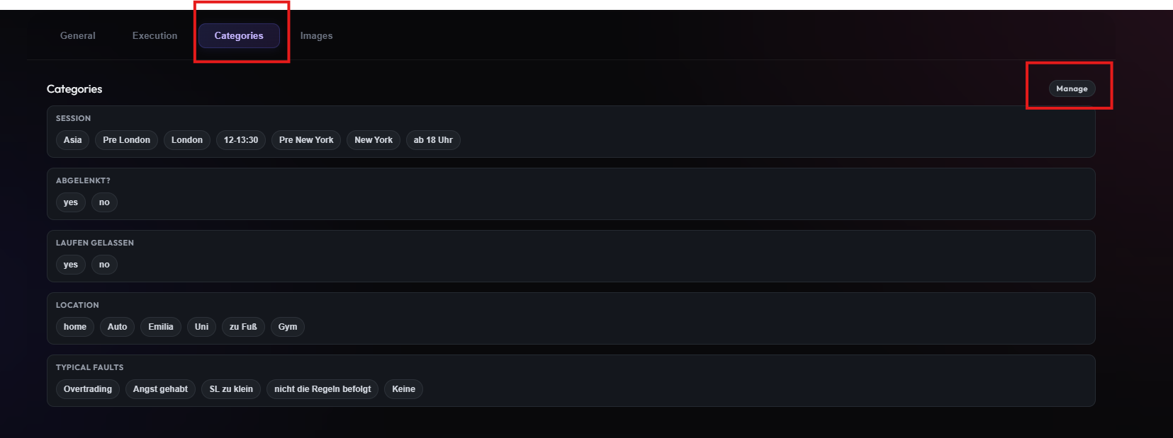 Trade Categories