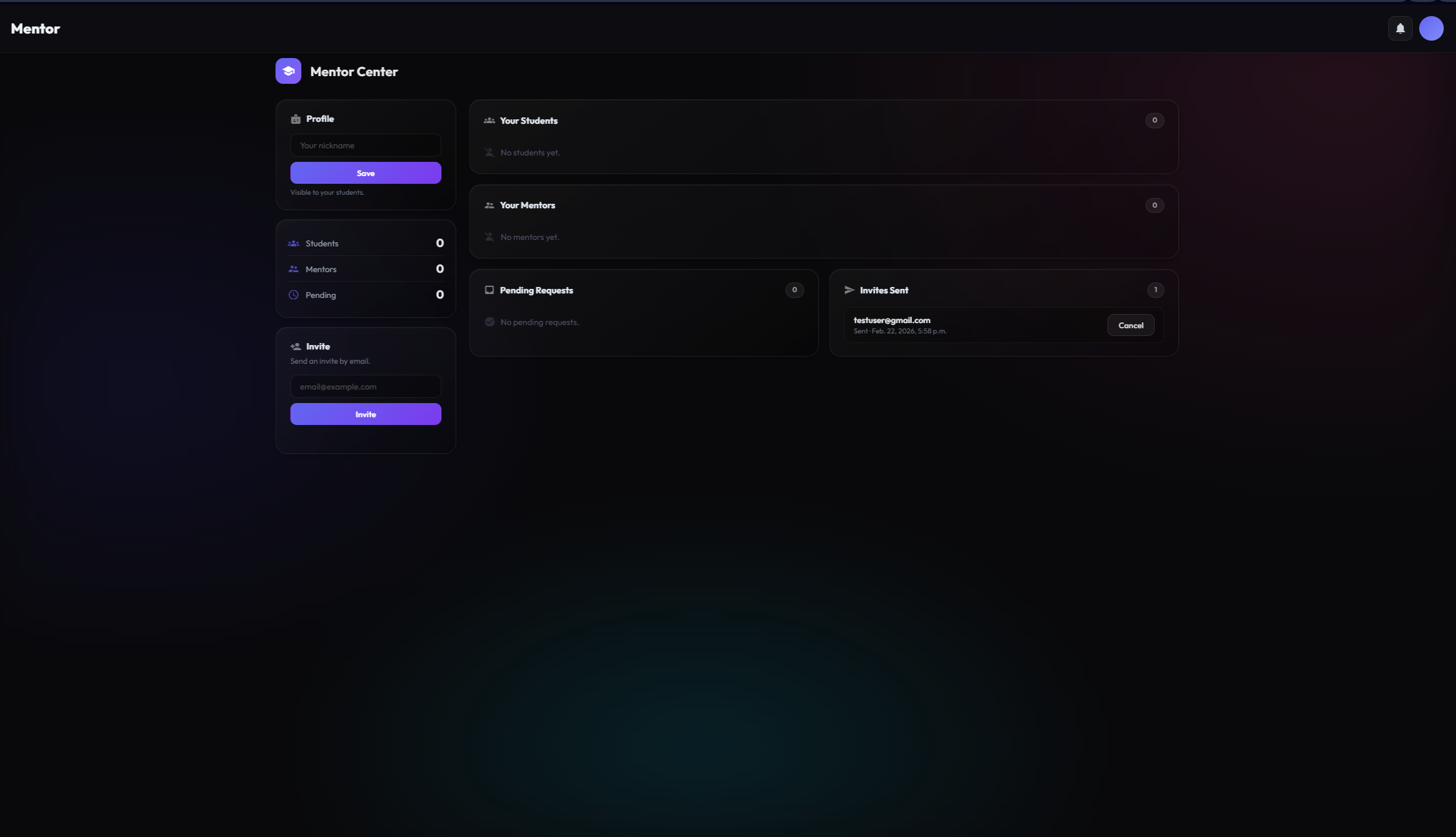 Mentor Dashboard