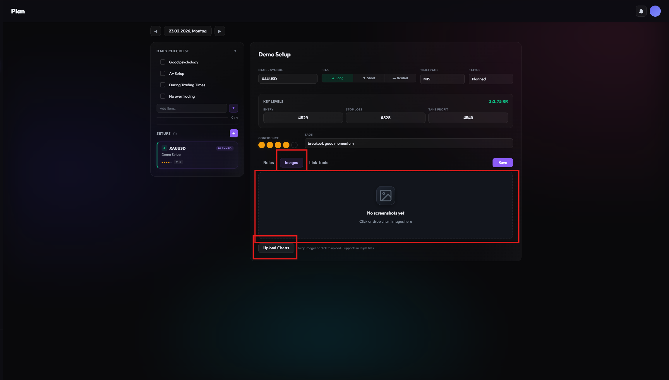 Planned Trade Entry
