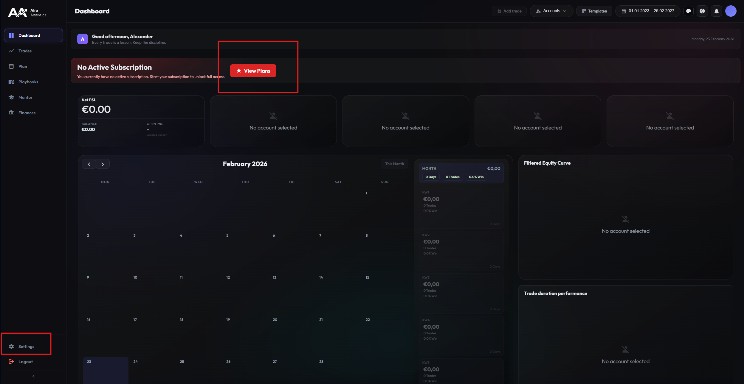 Subscription Page